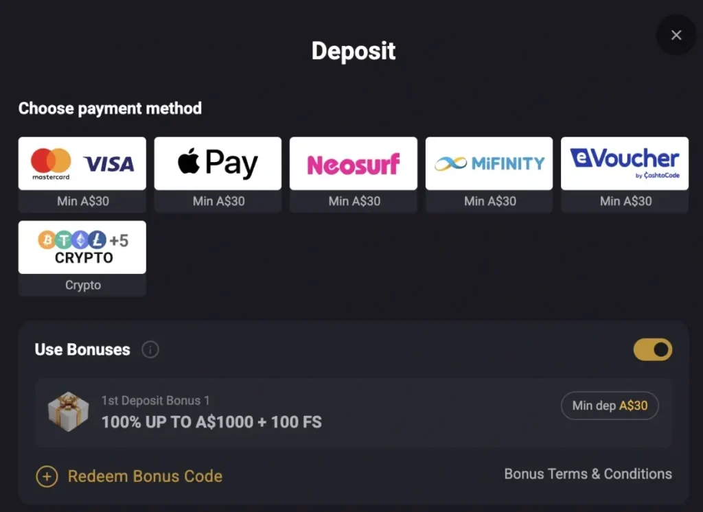 Deposit steps on Fortuneplay.