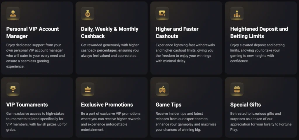 Fortune Play offers many bonuses for VIP players.